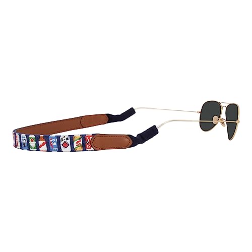 Image of Leather Hand-Stitched Needlepoint Sunglass Strap Retainer