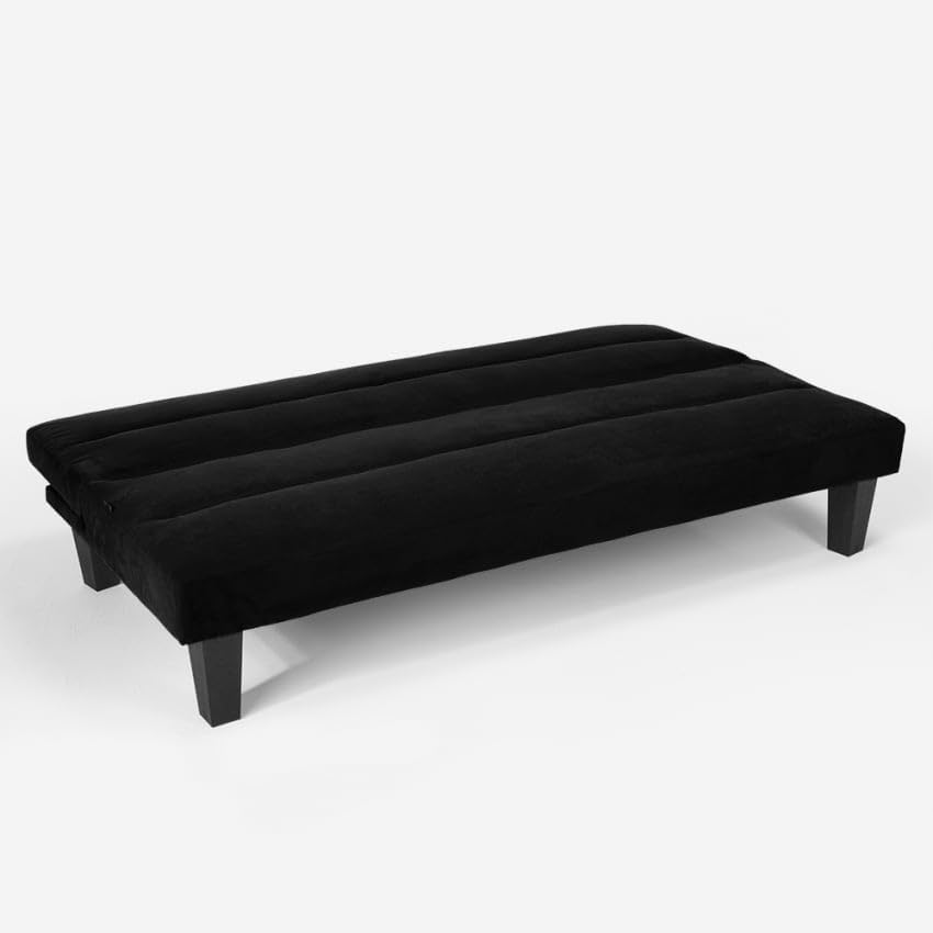 Produce Shop Canapé Convertible 2 Places Clic Clac en Microfibre Effet Velours Ametista Rainbow - Noir