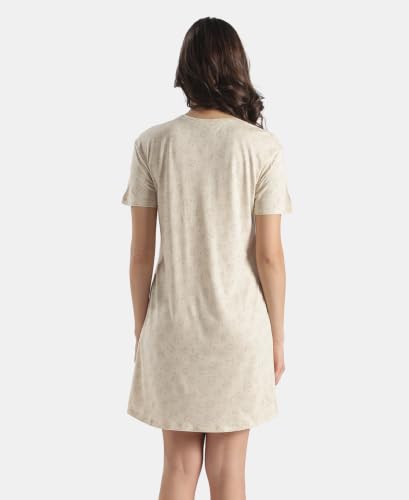 Image of Jockey RX25 Women Micro Modal Cotton Ruffled Hem Styled Half Sleeve Printed Sleep Dress (Colors & Prints May Vary)