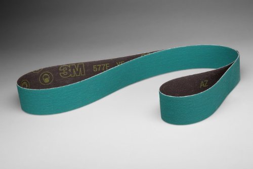 3M 577F Abrasive Belt, Film Media Splice, Polyester Cloth Backing, Zirconia Alumina, Waterproof, 2" Width x 60" Length, Grit 36 (Case of 50)
