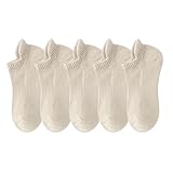 ADILAIDUN Ankle Socks Womens Athletic Thick Cushioned Running Low Cut No Show Athletic Sports Sokcs 4-12 Size (Oatmeal-5 Pairs)