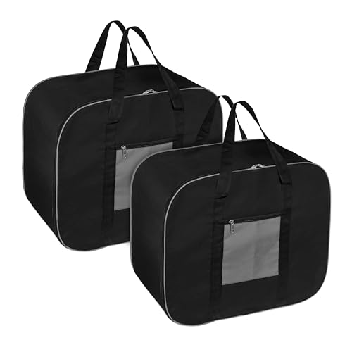Storite 2 Pack Medium Size Moisture Proof Nylon Foldable Underbed Storage Bag For Clothes, Blankets Cover (39 X 32 X 22 cm) - Black, Rectangular