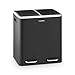 Klarstein Trash Gordon Poubelle à pédale - séparateur de déchets, capacité 30 litres avec 2 bacs de 15 litres, Recycling, Matériau : PP/boîtier en inox, Poignées, acier inoxydable noir