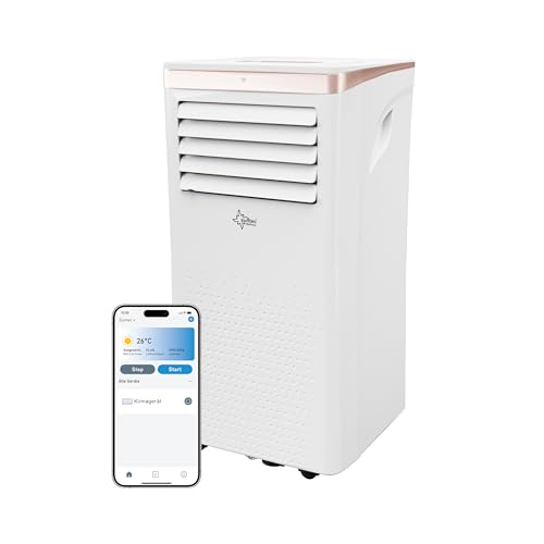 SUNTEC Mobiles Klimagerät Coolfixx 9000 BTU Design rosé App Klimaanlage mobil und leise mit Smart App Steuerung Entfeuchter für Räume bis 34 qm Mobile Kühlung für zuhause 9.000 BTU