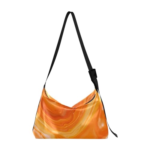 Marble Orange Crossbody Bag for Women Men with Adjustable Strap PU Leather Shoulder Hobo Purse Bag 20849690