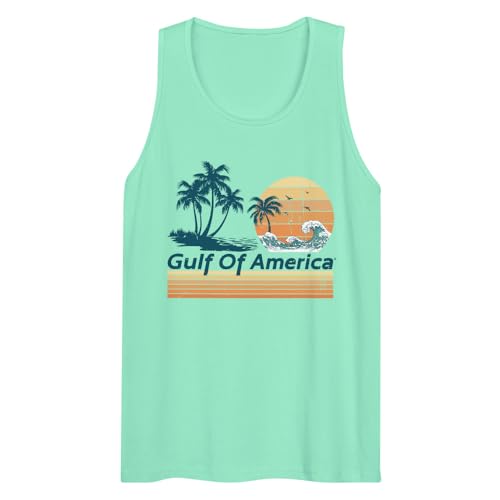 Gulf of America - Wavy Sunset Tank Top - Premium T Shirt - Summer - Beach - USA - Patriotic - 4th of July