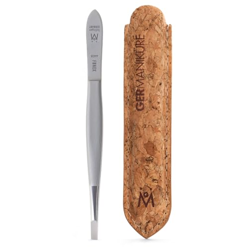 GERMANIKURE Arched Claw Tweezers, Made in Solingen Germany, Cork Case