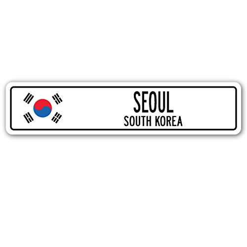 Seoul, South Korea Street Sign South Korean Flag City Country Road Wall Gift #TOP17