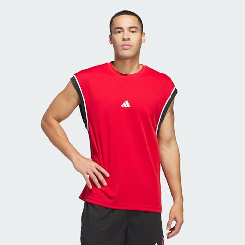 adidas Men's Basketball All World Sleeveless Tank, Team Power Red 2 / Black, S