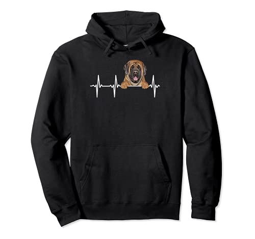 Funny Dog Heartbeat For Mastiff Lovers Pullover Hoodie, Black