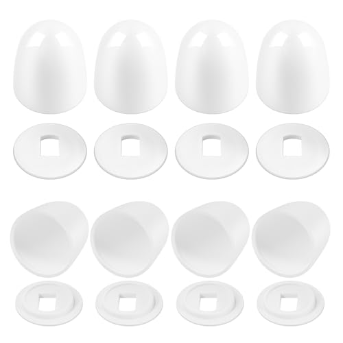 8packs Universal Toilet Bolt Caps, Round Plastic Push-On Toilet Bowl Bolt Covers Decorative, with Extra Washers for Easy Installation, Fits American Standard Toilet Parts, 1.44 Inch Height