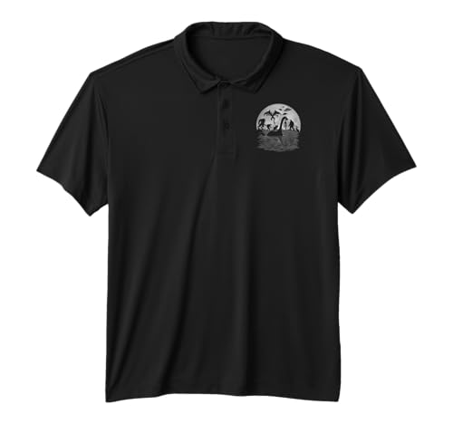 Mystical Cryptid Silhouettes in Moonlit Night Performance Polo Shirt