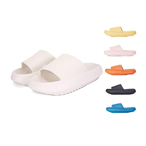 Chagoo Cloud Sliders Women Men Quick Dry Cozislides Original Super Soft Bathroom Platform Non-Slip Shower Pillow Slides (White, 3-4UK)