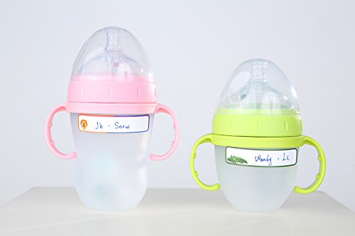 Baby Bottle Labels for Daycare, School, Self-Laminating Waterproof Write-On Name Stickers, Pack of 32