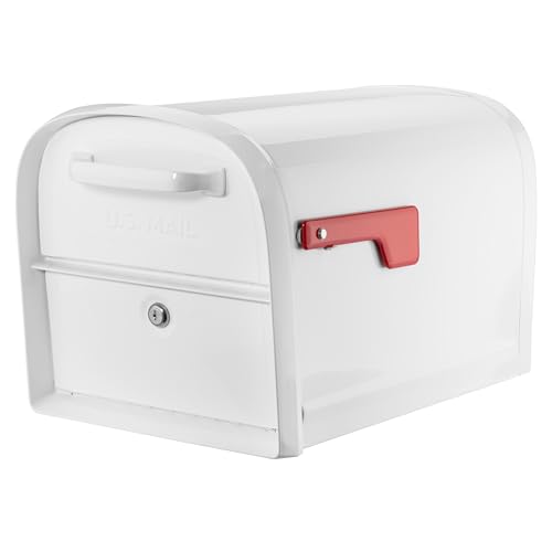 Image of Architectural Mailboxes 6300W-10 Oasis 360 Mailbox, White | Galvanized steel build with a secure steel cam lock, dual access doors, and hopper delivery door. USPS approved.