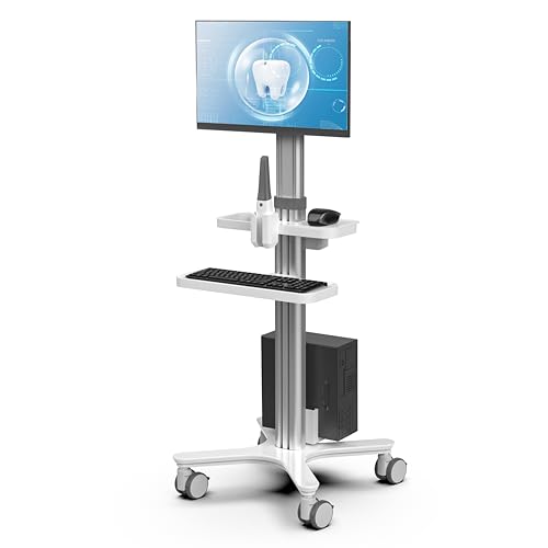 Medical Cart with Monitor Mount & Oral Scanner Holder – Adjustable Dental Trolley with 360° Locking Wheels for Hospitals, Dental & Beauty Salons(MTO-1)