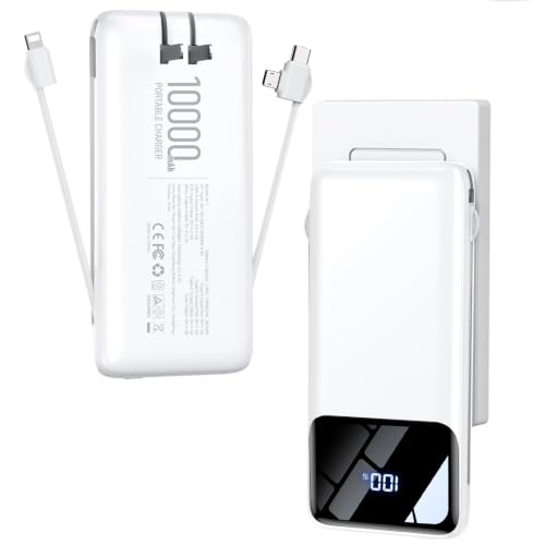 Portable Charger Power Bank with Built-in Cables and Wall...