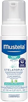 Mustela Stelatopia Eczema-Prone Skin Foam Shampoo for Newborn & Baby with - with Natural Avocado & Sunflower Oil - Fragrance-Free & Tear Free - 5.07 fl. oz.