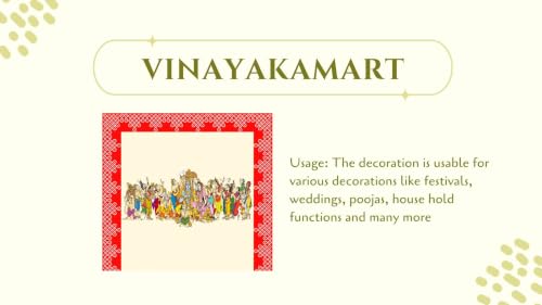 Image of Sri Sita Rama Pattabhishekam with Sages, Hanuman, and Geometric Red Rangoli Art Background Decoration Cloth 8x8 feet | Backdrop Cloth for Decoration Pooja | Backdrop for varalakshmi Pooja