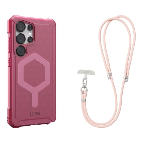 URBAN ARMOR GEAR UAG Designed for Samsung Galaxy S25 Ultra Case Essential Armor, Compatible with Magnetic Charging Bundle with Civilian Crossbody Lanyard 7mm (Berry + Rose Quartz)