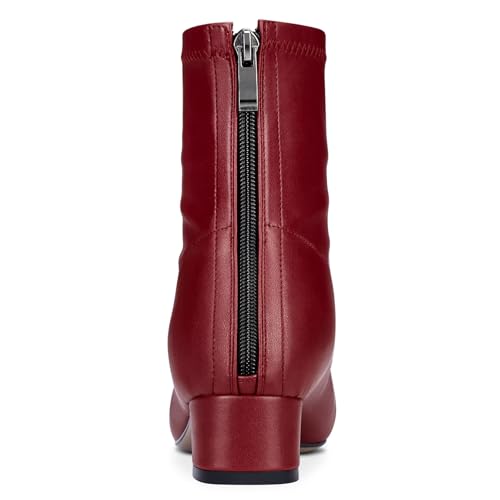HDEUOLM Women Chunky Block Low Heel Close Pointed Toe Ankle Boots Short Bootie 1.4 Inches Heels Slip-on Classic Dress Zipper Shoes3