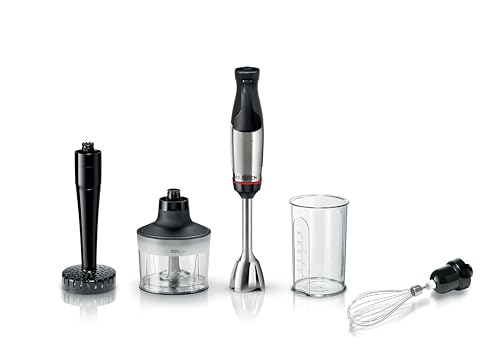 Bosch ErgoMaster Serie 6 MSM6M633 - Batidora de inmersión (4 cuchillas de acero inoxidable, acoplador de cerámica inusable, motor refrigerado por aire, picadora, batidor, 1000 W)