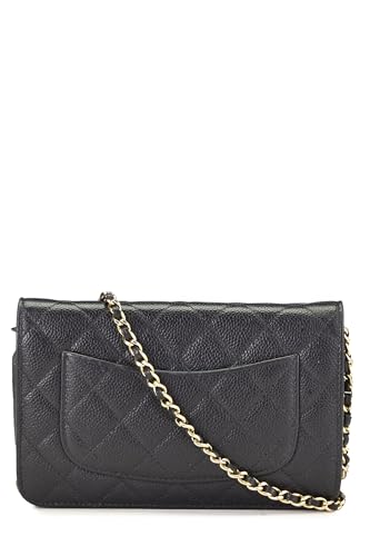 Pre-Loved Black Quilted Caviar Classic Wallet on Chain (WOC), Black4