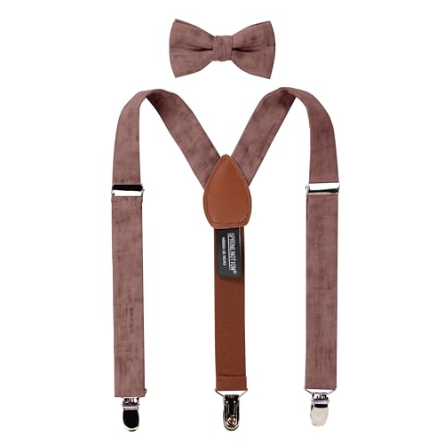Spring Notion Boys' Mottled Linen Suspenders and Bow Tie Set