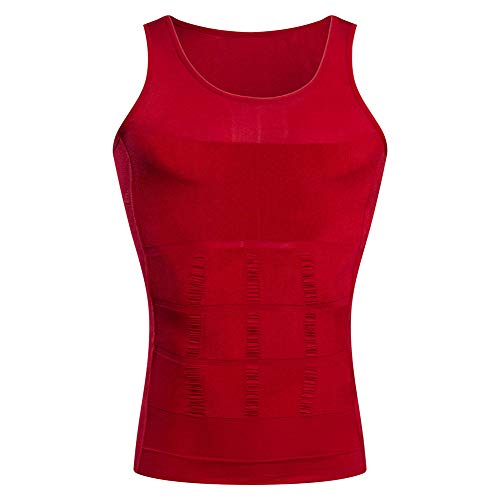 YOUCAI Faja Reductora para Hombre Chaleco Adelgazante para Hombre Camiseta elástica para Abdomen Ropa Interior Reductora，Rojo,XXL