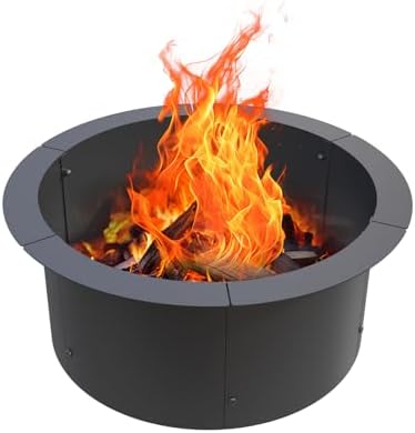 Amazon.com: GJWCVL Fire Pit Ring Outdoor Wood Burning Fire Pit Liner 35 ...