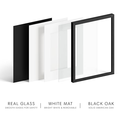 Haus and Hues 11x17 Picture Frame with Real Glass and Black American Oak Matted to 8x12 - Oak Glass Picture Frame - Includes Vertical & Horizontal Hang - Ideal for Home, Room, Office (11x17 in, Black) by HAUS AND HUES - Used condition - Image 3