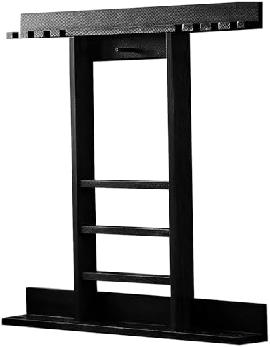 ZK Wall Mount Pool Cue Rack - Durable Billiard Stick Holder for 8 Cues & Full Set of Balls, Ideal for Game Room, Bar, Club & Home Décor (Black)