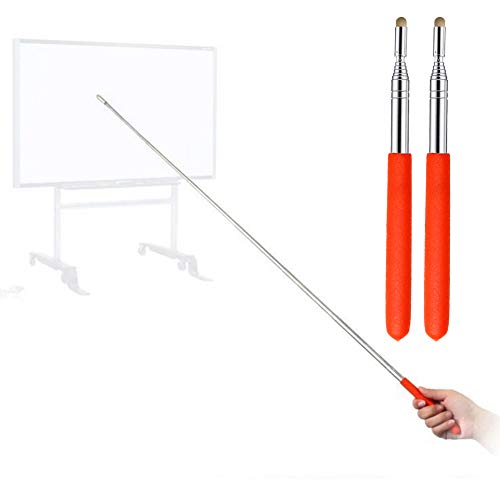 Pointer - Teachers Pointers - Teaching Pointer - Hand Pointer Extendable Length, Presenter Whiteboard Pointer Stick, Telescopic Replaceable Contact Head (Red Frosted-2pcs)