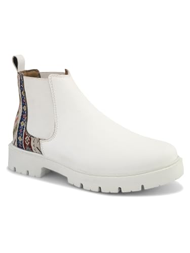 Image of Big Fox Printed Mid Top Chelsea Boots For Woman