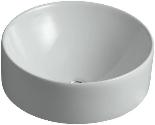 Kohler 14800-95 Vitreous china Above counter Round Bathroom Sink, 16.5 x 16.5 x 8 inches, Ice Gray
