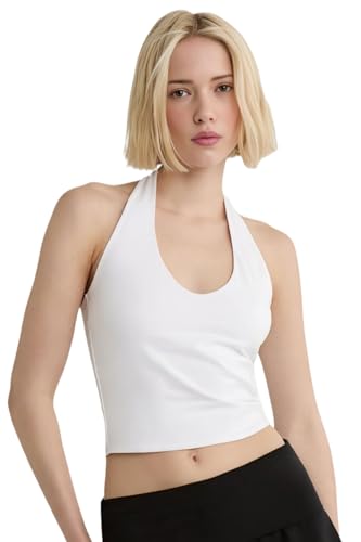 Image of SIGHTBOMB Seamless Super Soft V Halter Neck Microfiber SOFTLINE Active WEAR /Casual WEAR Cuddle Spaghetti TOP for Women