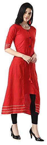 Image of Leriya Fashion Designer Slub Cotton Fully Stitched AnarklaiKurti for Women & Girls on Jeans Palazzo or Skirt