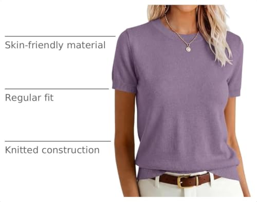 Image of ANRABESS Womens Short Sleeve Sweaters Wool Blend