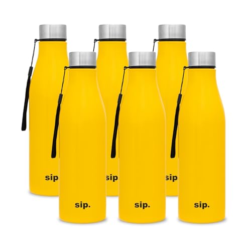 Image of Clay Craft VACBOTT Bingo Single Walled Non Insulated Water Bottle-1200ML, 6-Piece(Yellow) Leak Proof | Easy Grip |Easy To Carry| Gym Bottle | Home | Kitchen | Hiking | Treking Bottle | Travel Bottle