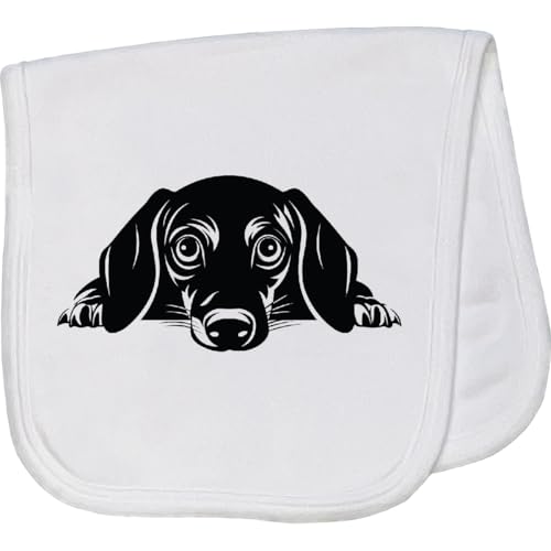 inktastic Peeking Dachshund Baby Burp Cloth White 468e4