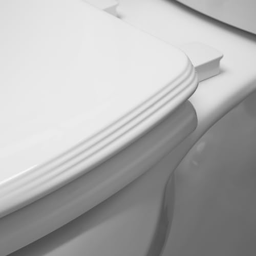 Image of Bemis Ashland Modern Wood Toilet Seat with Decorative Edge, Slow Close, Secure Hinges, Made in USA, Round, White
