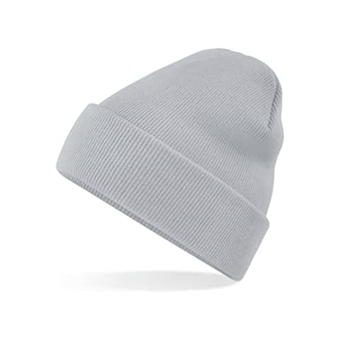 Aremie Winter Beanie Hats for Men and Women, Unisex Cuffed Winter Hats, Acrylic Knit Hats, Breathable Soft Warm Knitted Beanies Cap, Light Grey Cover
