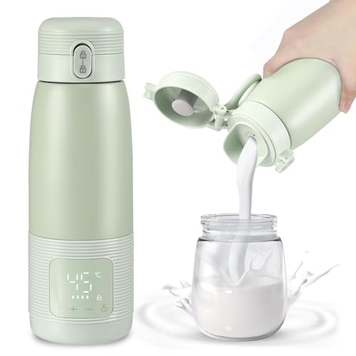 Flaschenwärmer Baby Unterwegs, 500ml Tragbarer Baby Flaschenwärmer, Schnelle Erwärmung, 37 bis 55 Grad Einstellbar, Auslaufsicher, 20 Stunden Akkulaufzeit Bottle Warmer für Muttermilch, Milch, Wasser Flaschenwärmer Baby Unterwegs, 500ml Tragbarer Baby Flaschenwärmer, Schnelle Erwärmung, 37 bis 55 Grad Einstellbar, Auslaufsicher, 20 Stunden Akkulaufzeit Bottle Warmer für Muttermilch, Milch, Wasser