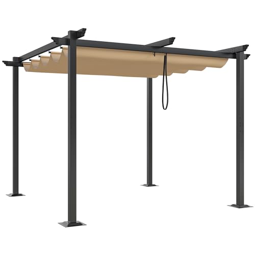 YITAHOME Metall Pergola mit einziehbarem Dach 3x3m Outdoor Pergola inklusive wasserabweisendem und LSF 15 PU-beschichtetem Baldachin, Sonnenschutz für Grillveranstaltungen,Khaki YITAHOME Metall Pergola mit einziehbarem Dach 3x3m Outdoor Pergola inklusive wasserabweisendem und LSF 15 PU-beschichtetem Baldachin, Sonnenschutz für Grillveranstaltungen,Khaki