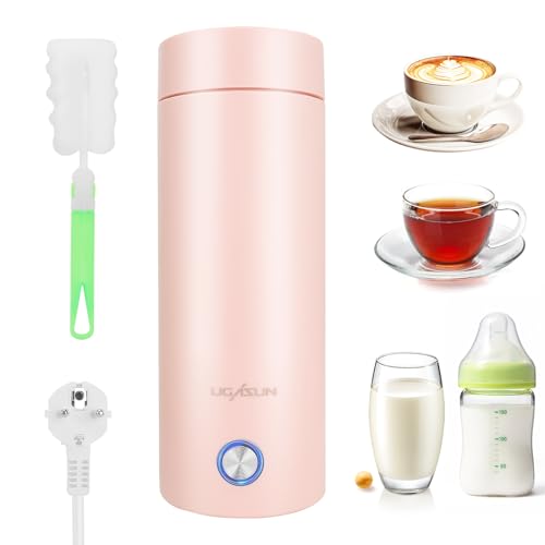 Reisewasserkocher Klein, Mini Wasserkocher 400 ml, Tragbarer Mobiler Wasserkocher mit Automatischer Abschaltfunktion, Wasserkocher für Unterwegs, Für Milch, Kaffee, Wasser und Teezubereitung