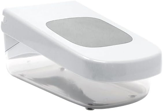 Vegetable Chopper with Easy-Pour Opening, Stainless Steel Blade, Dishwasher Safe - White/Lite Gray