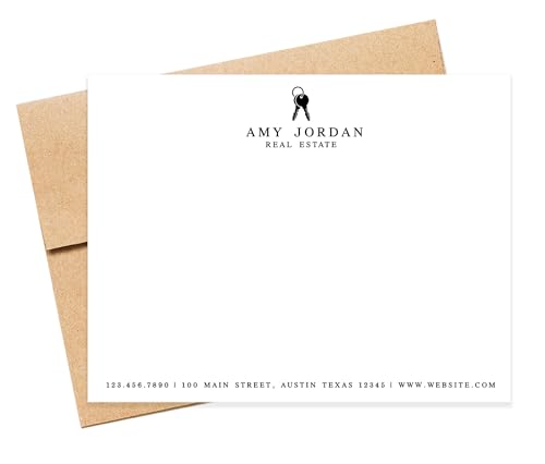 Personalized Real Estate Business Stationery and Envelope Set, Custom Business Note Card for Realtor