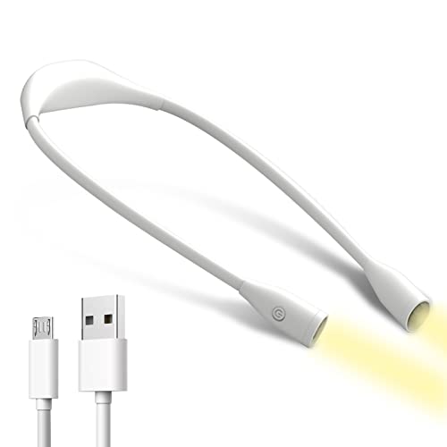 Aicharynic Lámpara de lectura para cuello con libro, lámpara de lectura LED, recargable, 3 colores, ajustable, brazos flexibles, para leer, tejer, coser, acampar, correr, cable USB incluido Cover