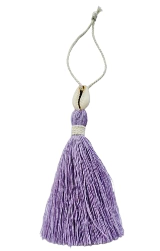 Image of Zippy Flora Handmade Cotton Tassels with Cowrie Shells for DIY & Crafts Project, Pack of 10 (Lavender)