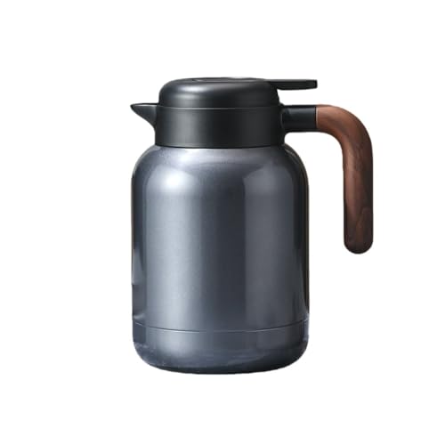 BRZU 保温ポット 大容量 316 ステンレス 真空断熱 卓上ポット サーモス 保温フラスコ 保温・保冷両用 ワンキーウォーター 魔法瓶 洗いやすい 家庭用 2L 湯沸かし器 湯たんぽ (グレー,1L)